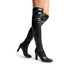 Frauen Over-the-Knee Stiefel | Dehnbare Oberschenkelhohe Boots | Blockabsatz | Seitlicher Reißverschluss | Winterstiefel